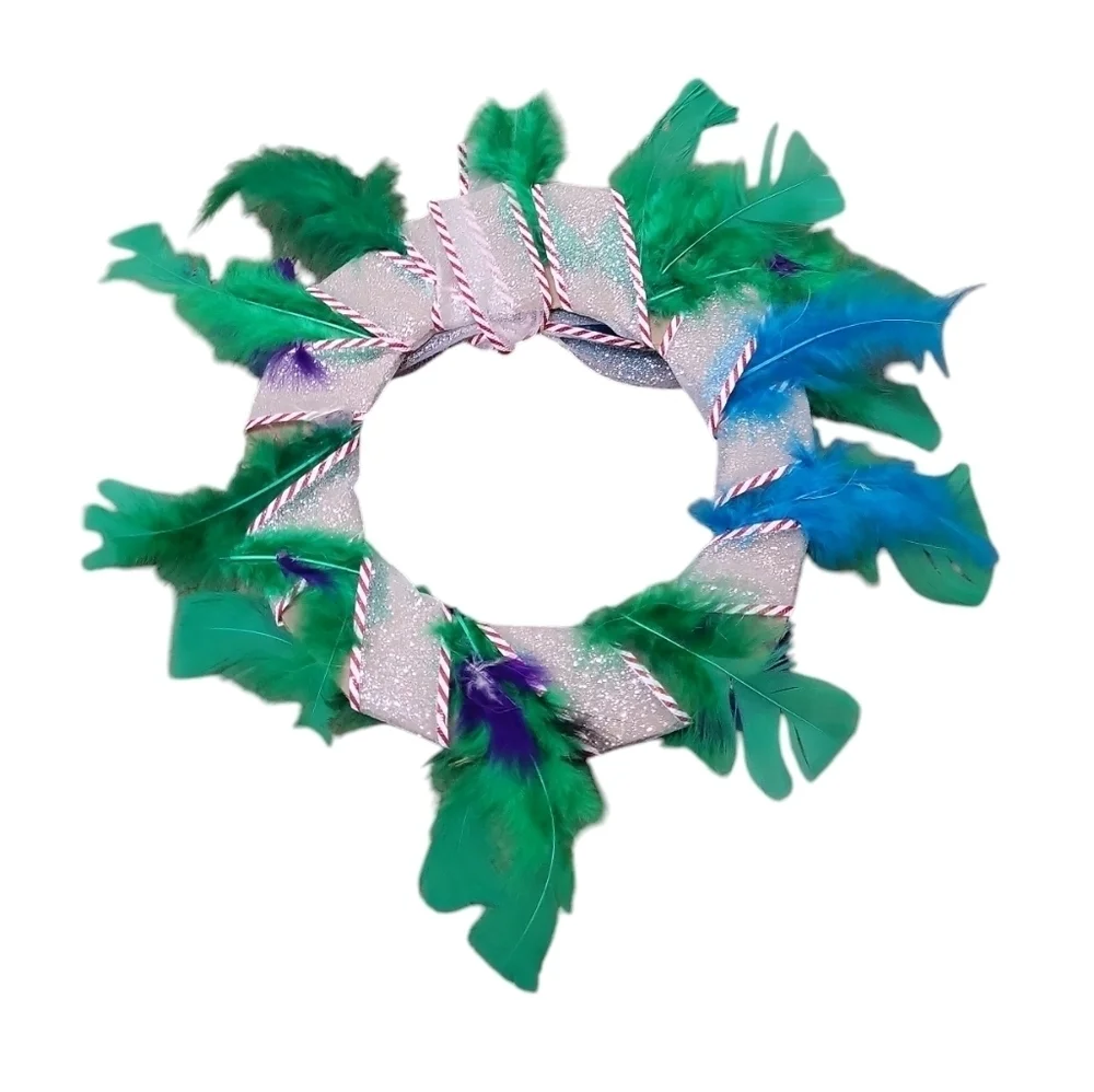 Christmas Peacock Pincone Feather Mini Wreath